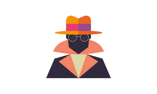Spy with hat isolated on transparent background