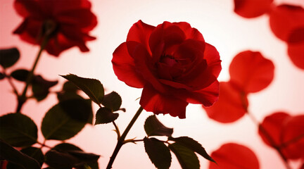Fototapeta premium Rose flower silhouette, large and intense flowers with blank space