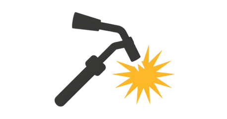 Welding torch with sparks isolated on transparent background