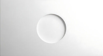 Minimalist White Background with 3d Circular Cutout and Soft Shadows