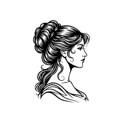 Stylish women silhouette with beautiful hair style 