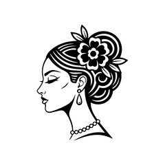 Vintage Woman Hairstyle Silhouette Side View
