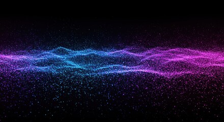 Wavy particle stream transitioning from blue to purple on black