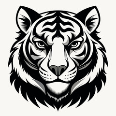 a-striking-black-and-white---silhouette---of-a-tiger vector design .eps