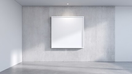 Modern Interior with Blank Square Frame on Concrete Wall Mockup for Art Display