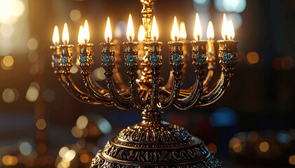 Menorah Base Texture and Metal Detailing. Hanukkah concept. Generated Image