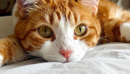 Close-up of ginger and white cat