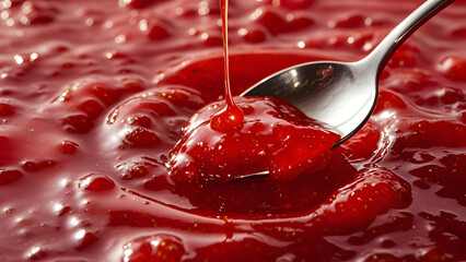 Red sauce with spoon