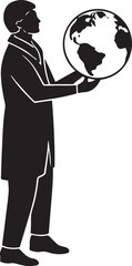 Silhouette of person holding globe earth world