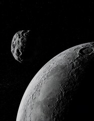 Two celestial bodies in deep space