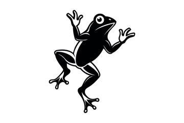a frog leaping gracefully with detailed limbs silhouette