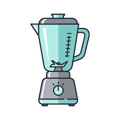 Obraz premium A simple vector illustration of a modern kitchen blender with a light blue pitcher and grey base on a white background.