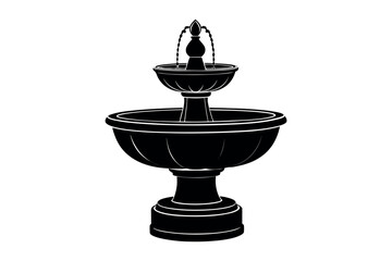 Fototapeta premium a detailed fountain design with multiple tiers and water spouts silhouette