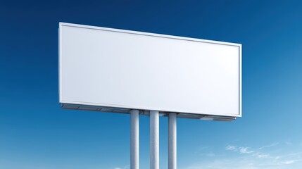 Obraz premium Blank Billboard Against Blue Sky: Outdoor Advertising Template for Marketing Campaigns and Public Announcements
