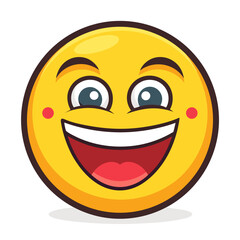 Joyful smiley emoji wearing party hat blowing party horn surrounded by confetti celebration and fun