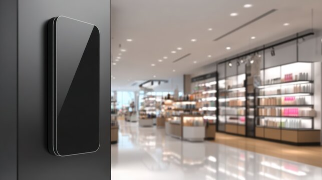 Elegant Digital Signage Display in Retail Store, Modern Advertising Solution, In-Store Marketing, Interior Design