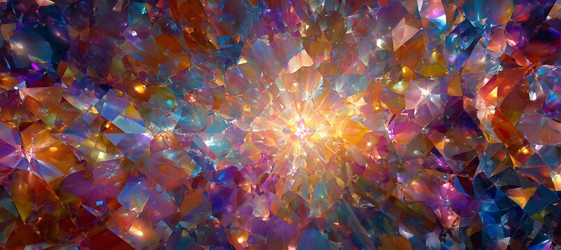 Abstract crystal background with vibrant colors and light effect for design and decoration use