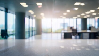 Fototapeta premium blurred empty open space office abstract light bokeh at office interior background for design