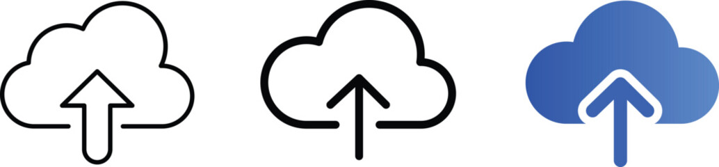 Cloud Upload, Data Transfer, Backup, Storage, Internet, File Sharing, Network Icon Set