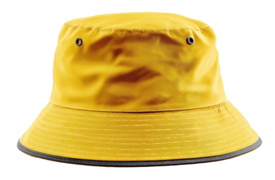 Bright yellow bucket hat, dark brim