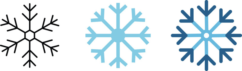 Snowflake Icon Set – Winter, Cold, Ice, Weather, Christmas, Frozen, Symbol