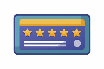 Flat vector illustration of a hand holding a review card with three stars, symbolizing customer feedback, service quality, product rating, client satisfaction, and business credibility. Perfect for we