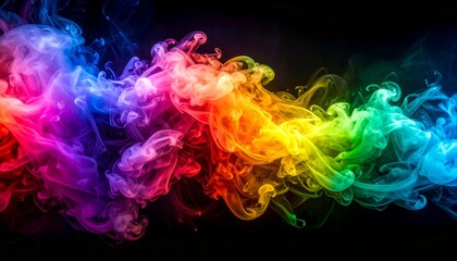 Colorful abstract smoke &mdash; dreamy swirling smoke plumes, rainbow gradient, dark backdrop, vivid mobile wallpaper&rdquo;