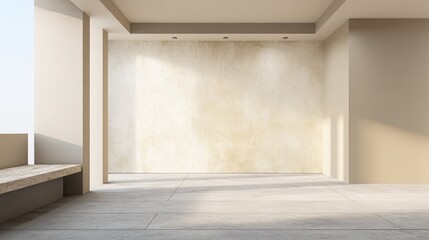Minimalist Interior with Natural Light and Concrete Floors, Ideal for Modern Design Mockups and Presentations