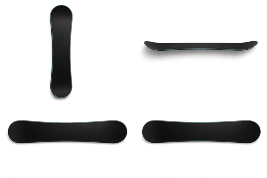 Sleek Snowboard Design Rotating to Highlight Modern and Stylish Features in Various Angles