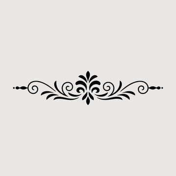 Elegant asymmetrical horizontal decorative flourish vector graphic for design projects isolated on white background