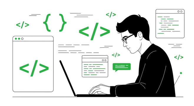 Creative Coding: A Dedicated Programmer Focused On Technology and Software Development Image