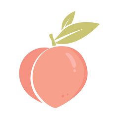 Peach with Leaves Vector Illustration – Natural Food Design