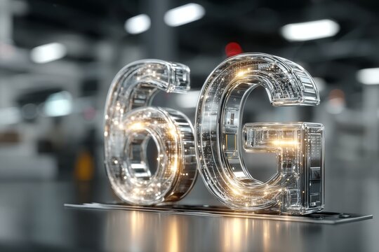 The futuristic 6G logo shines brightly, representing the next generation of wireless technology.