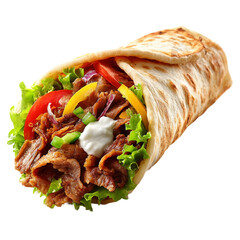 Fresh doner kebab on a white background