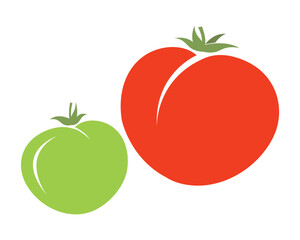 Full Green and Red Tomato Logo Vector – Fresh Organic Tomato Icon Design