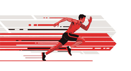 Dynamic And Vigorous Runner In Full Stride Emphasizing Motion And Speed Against Background