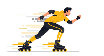 Fototapeta premium Dynamic Inline Skater in Action Depicted with Energetic Speed Lines and Vibrant Composition