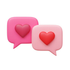 Romantic chat bubbles with hearts symbolizing love and connection transparent background