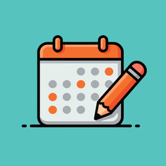 An orange and white calendar with a pencil highlighting important dates, representing planning, schedule, events, and time management.