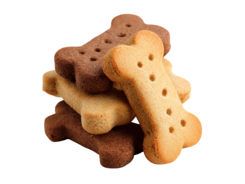 Stacked bone shaped dog treats brown tan biscuits, Isolated On Png Transparent Background
