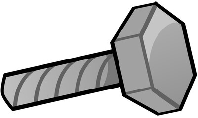 Bolt Hex Head Metal Screw Industrial Illustration