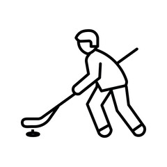 Hockey player with stick and puck sport