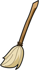 Witch Broomstick Straw Broom Halloween Cute Cartoon Illustration