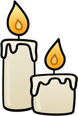 Dripping Candles Pair Wax Flames Halloween Cute Cartoon Illustration