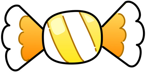 Yellow Striped Wrapped Candy Halloween Cute Cartoon Illustration