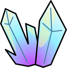 Crystal Quartz Blue Purple Cute Cartoon Illustration