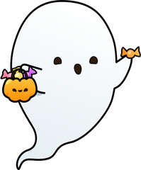 Trick-or-Treat Candy Ghost Cute Halloween Cartoon Illustration