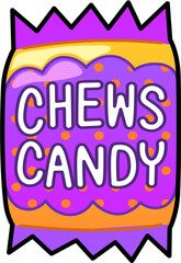 Chews Candy Wrapper Cute Halloween Cartoon Illustration