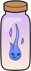 Jar Evil Spirit Blue Flame Cute Cartoon Illustration