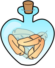 Potion Feather Heart Bottle Cute Cartoon Illustration